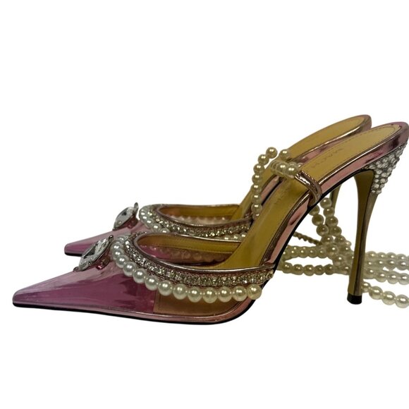 MACH & MACH Diamond of Elizabeth Pumps Women's Pink Pearl Pointed EU 36.5 US 6.5 - Picture 6 of 14